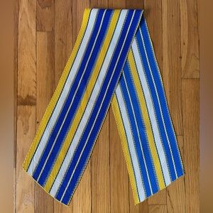 Striped Pleated Scarf | One Size | Blue, Yellow and White